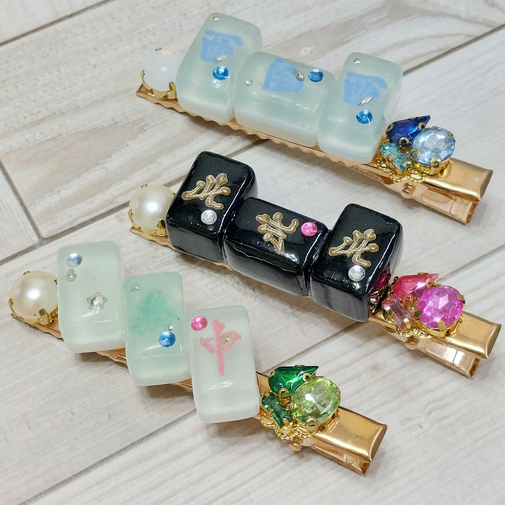 ミニ麻雀牌ヘアクリップ 【ぽん】