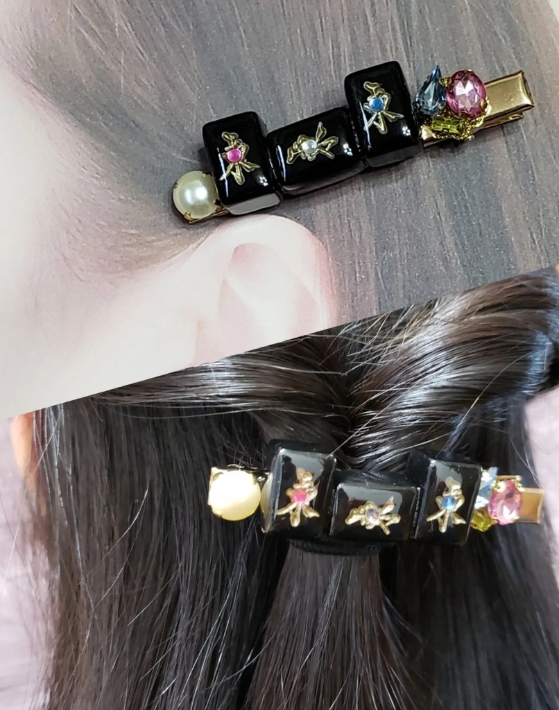 ミニ麻雀牌ヘアクリップ 【ぽん】