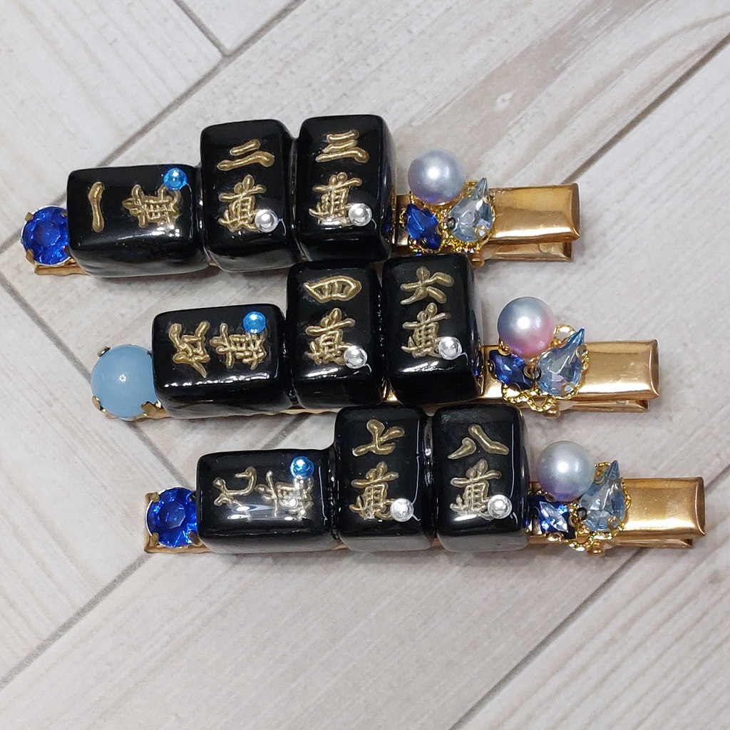 ミニ麻雀牌ヘアクリップ 【ちー】 ブラック