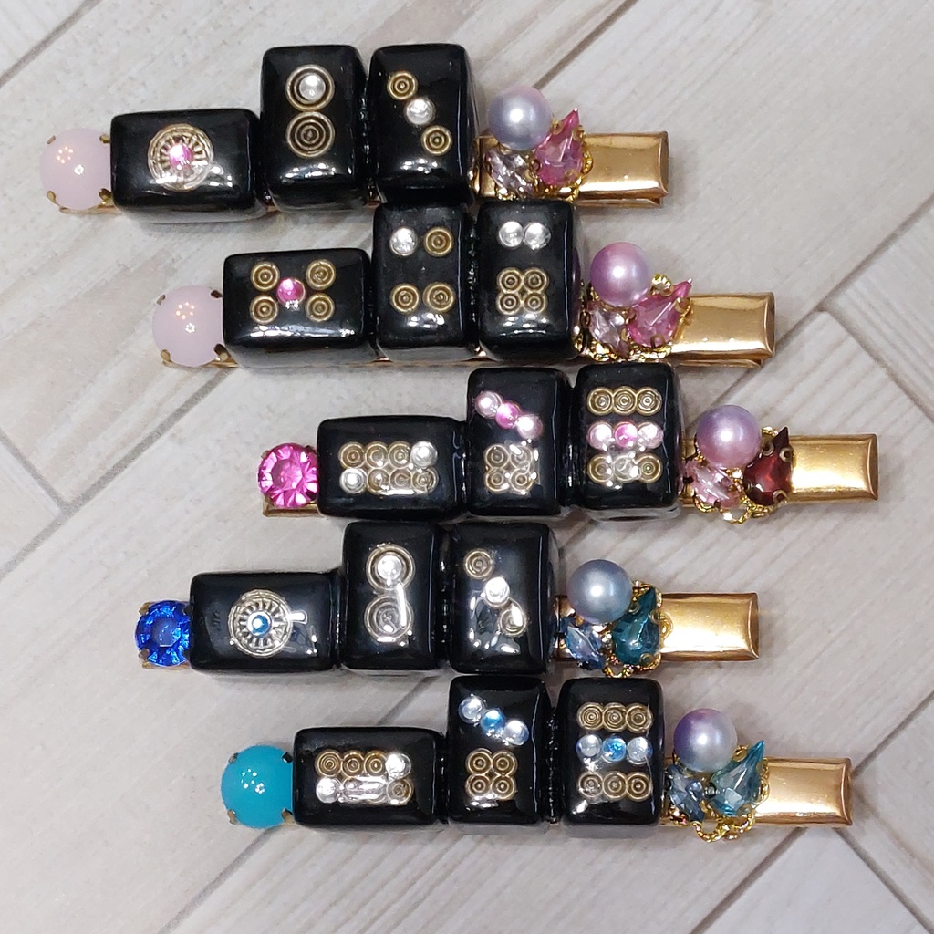 ミニ麻雀牌ヘアクリップ 【ちー】 ブラック