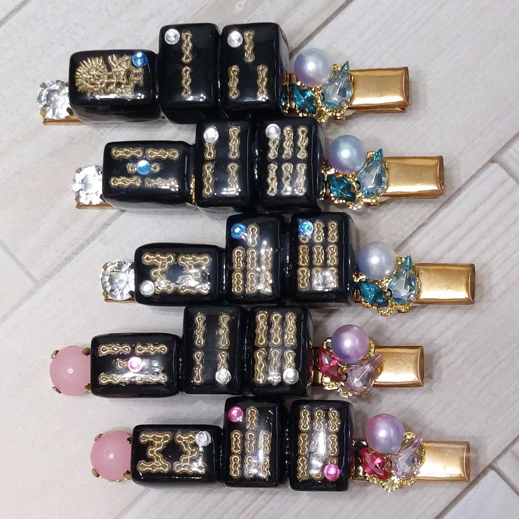 ミニ麻雀牌ヘアクリップ 【ちー】 ブラック