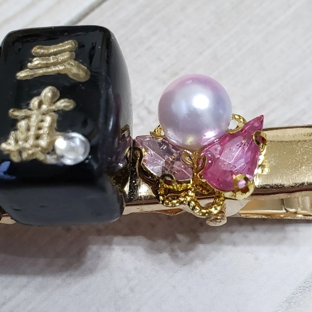 ミニ麻雀牌ヘアクリップ 【ちー】 ブラック