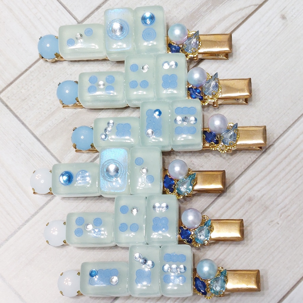 ミニ麻雀牌ヘアクリップ 【ちー】 クリア