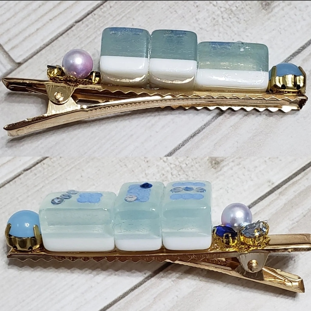 ミニ麻雀牌ヘアクリップ 【ちー】 クリア