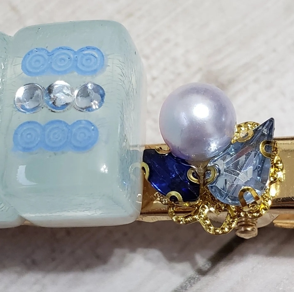 ミニ麻雀牌ヘアクリップ 【ちー】 クリア