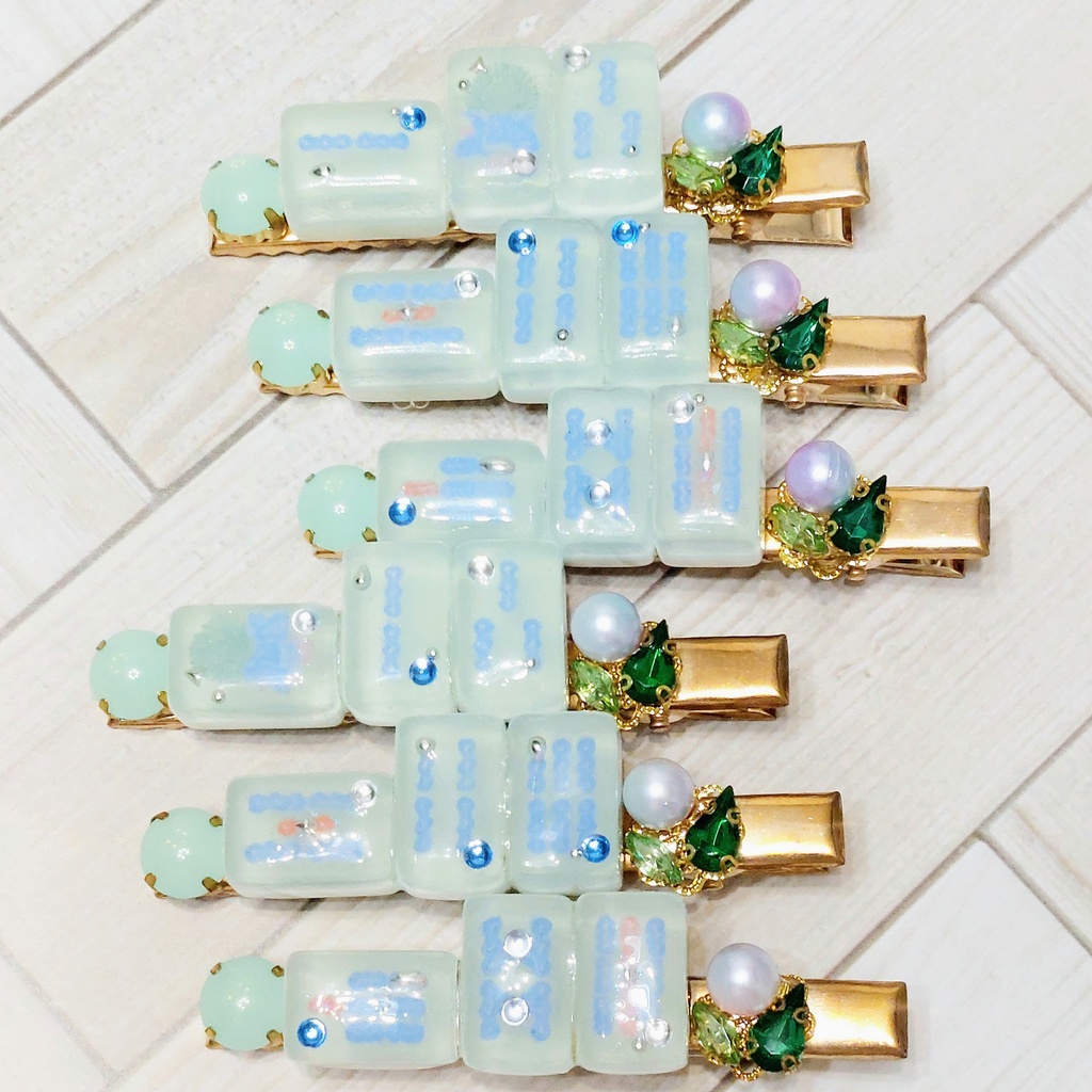 ミニ麻雀牌ヘアクリップ 【ちー】 クリア