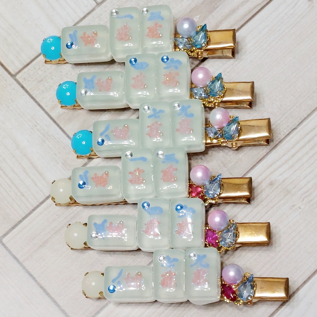 ミニ麻雀牌ヘアクリップ 【ちー】 クリア
