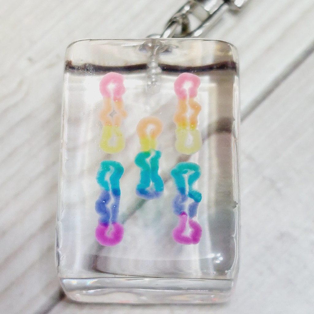 クリア麻雀牌キーホルダー【索子】レインボー