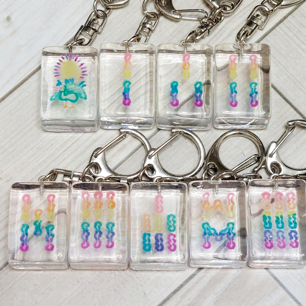 クリア麻雀牌キーホルダー【索子】レインボー