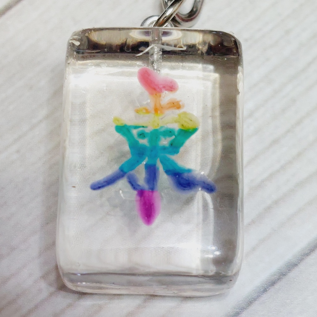 クリア麻雀牌キーホルダー【字牌】レインボー