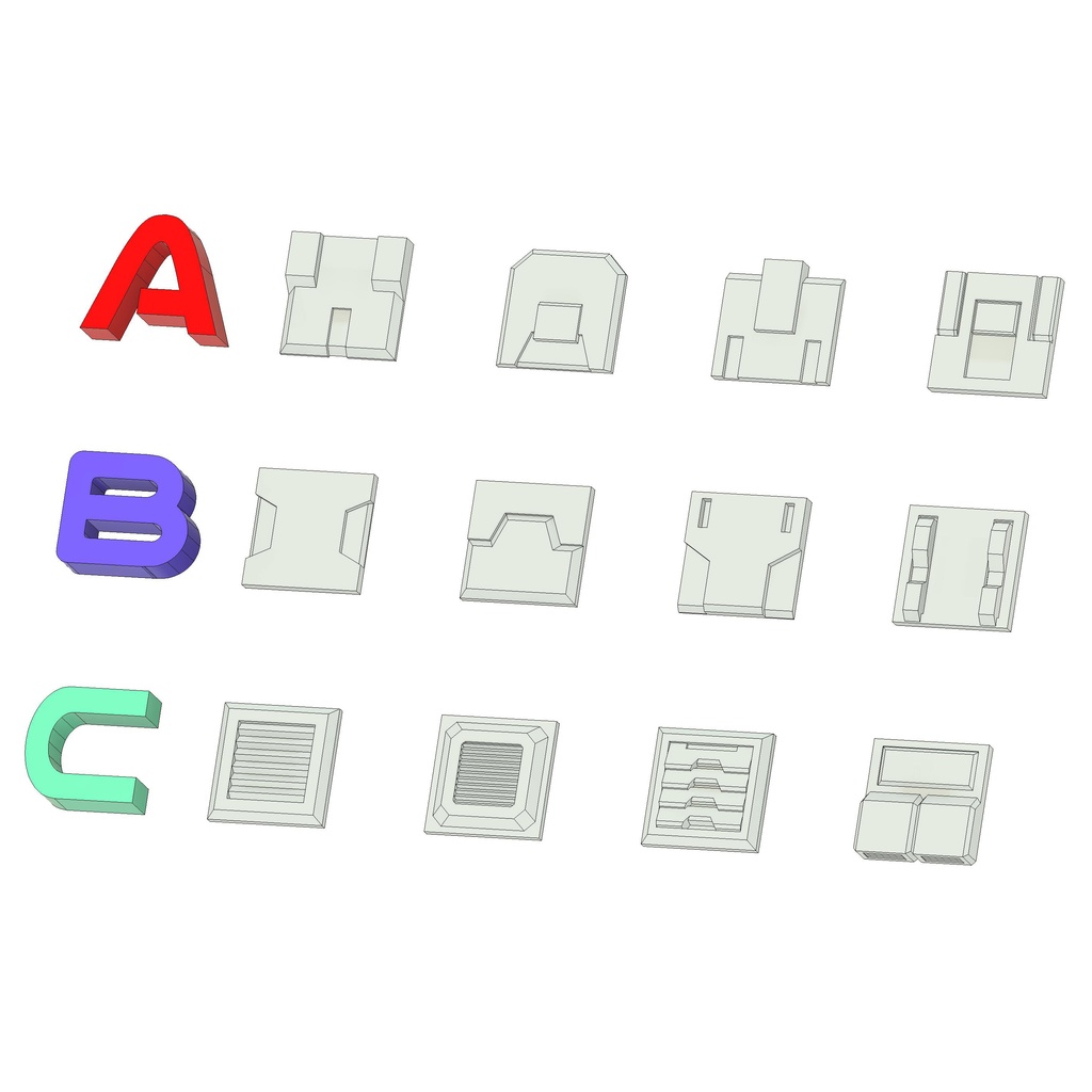 SQU(正方形で薄い)ディテール A~C