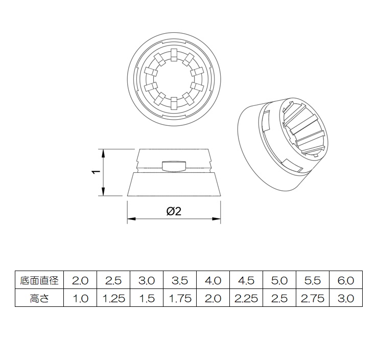 シンプルシリーズ:丸台形2.0~6.0