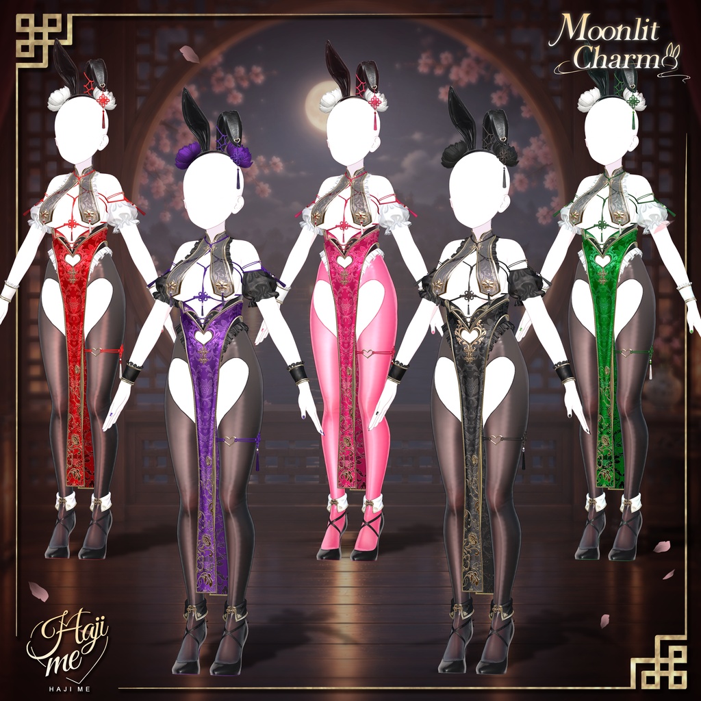 【Moonlit Charm】19 アバター対応 ギミック付き衣装&髪型