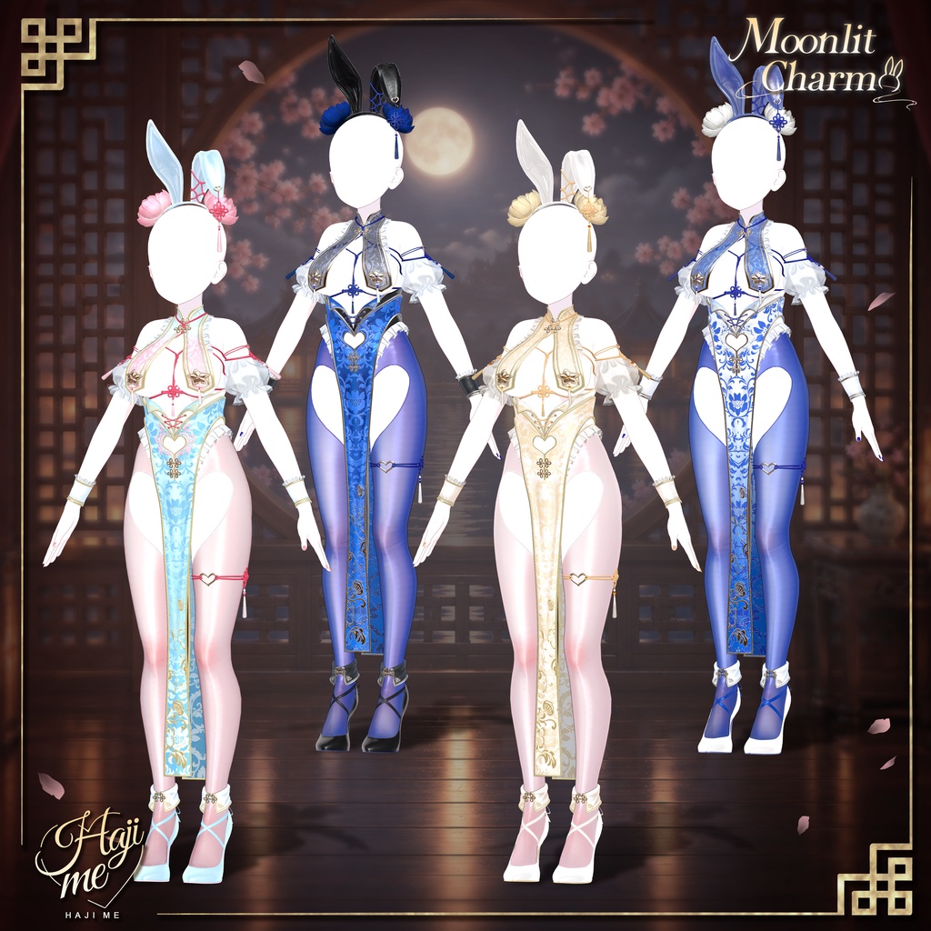 【Moonlit Charm】19 アバター対応 ギミック付き衣装&髪型