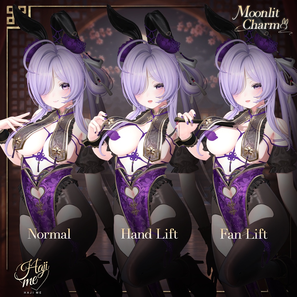【Moonlit Charm】19 アバター対応 ギミック付き衣装&髪型