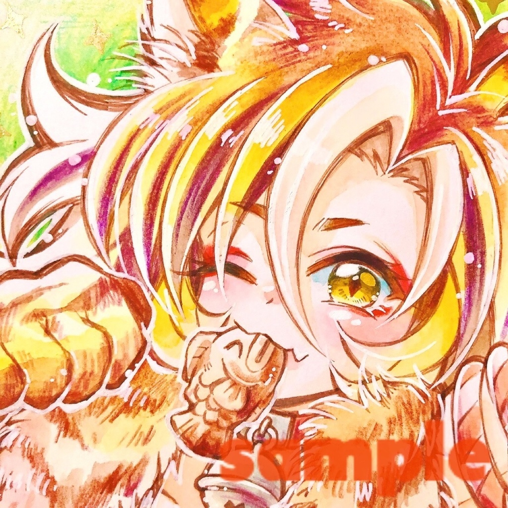 【原画】鯛焼き咥えた虎猫追っかけて