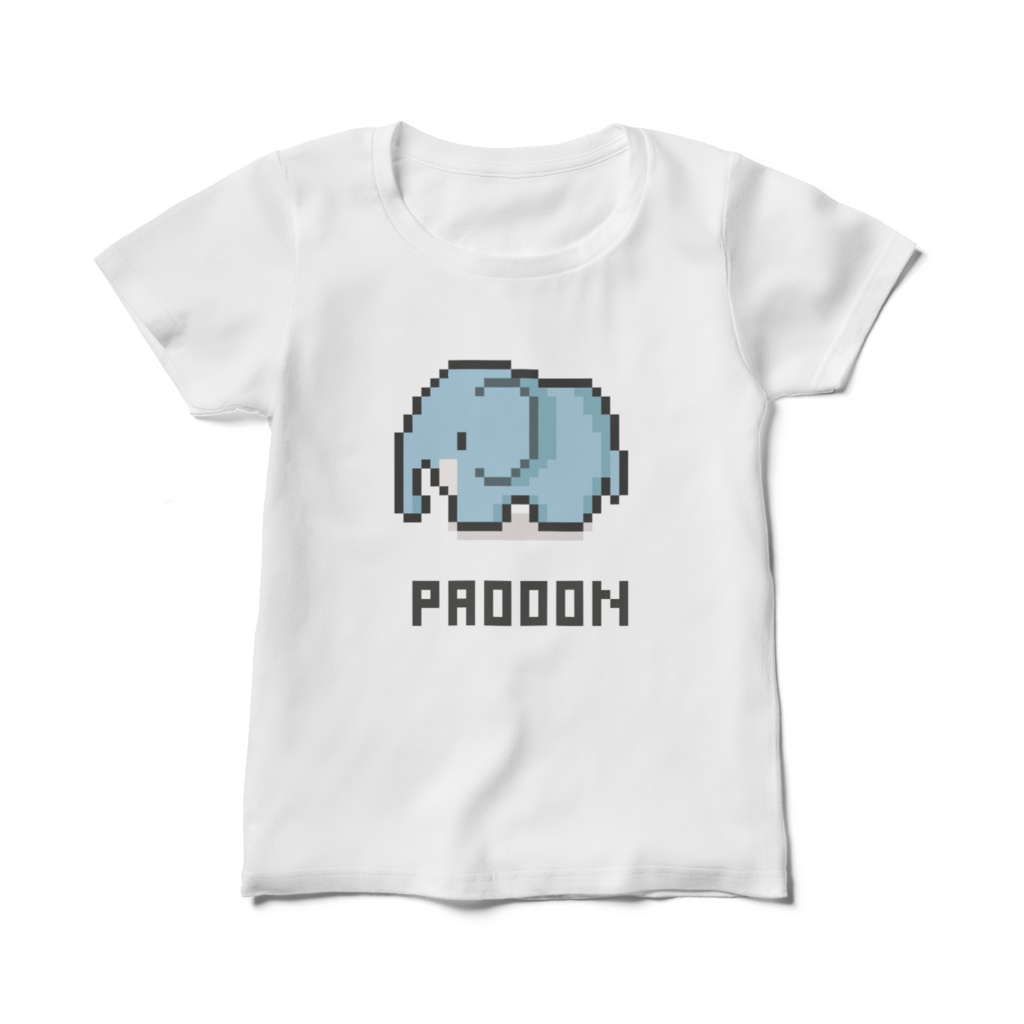 ゾウさんの白Tシャツ(レディース)