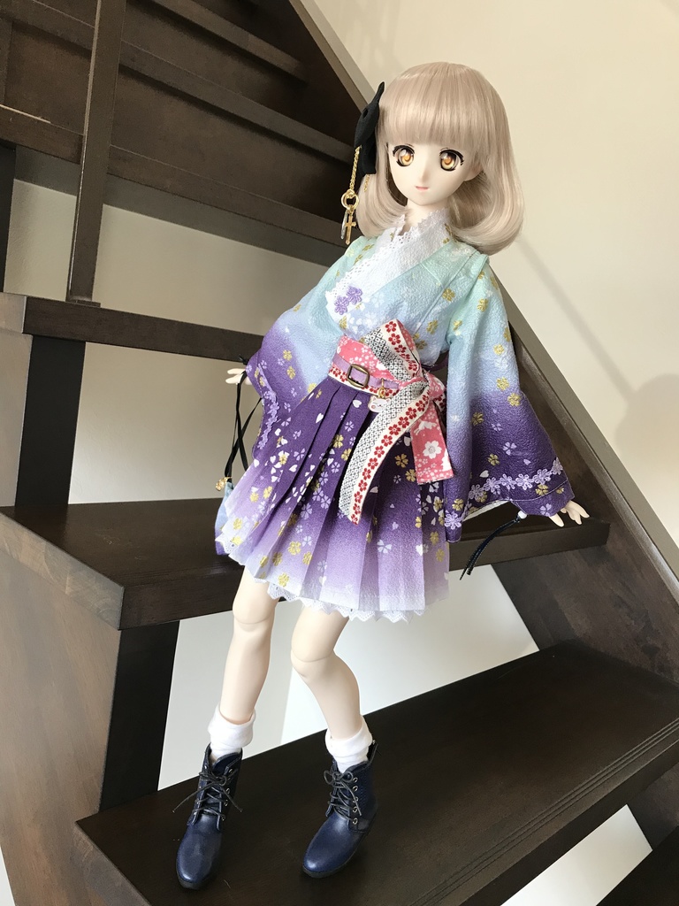 DD・DDdy  和装プリーツワンピース　紫桜　 m.b