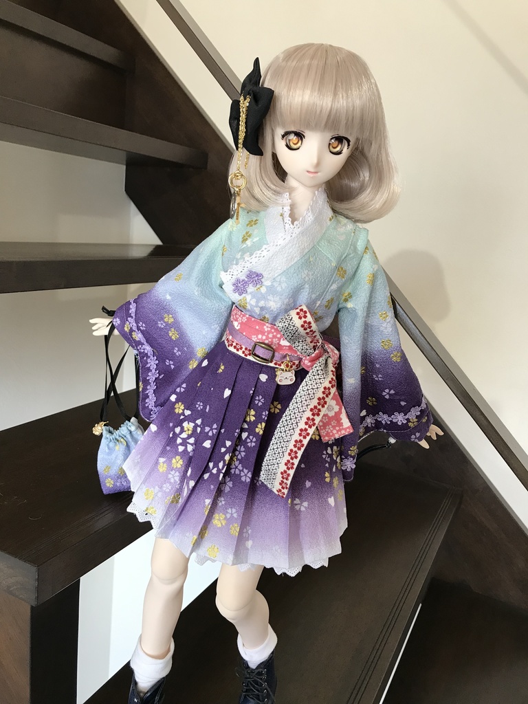 DD・DDdy  和装プリーツワンピース　紫桜　 m.b