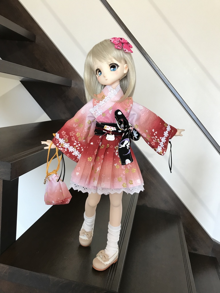 MDD  和装プリーツワンピース　紅桜　m.b