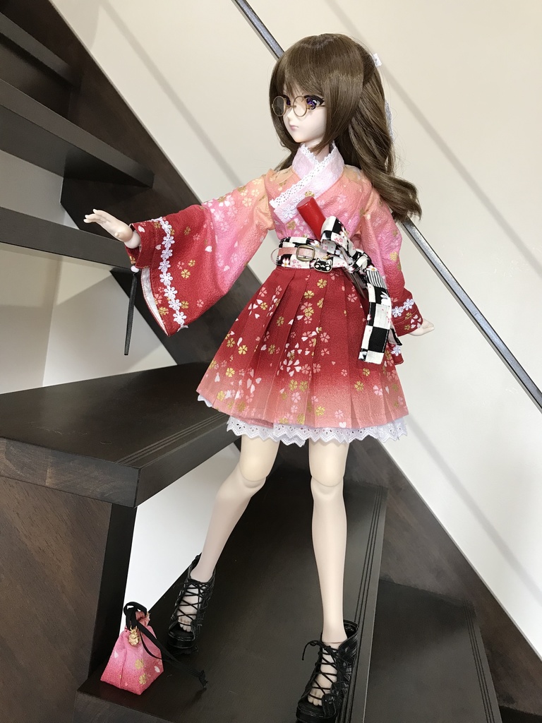 DD・DDdy  和装プリーツワンピース　紅桜　m.b