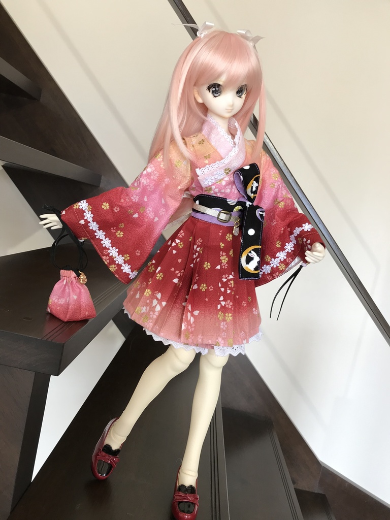 DD・DDdy  和装プリーツワンピース　紅桜　m.b