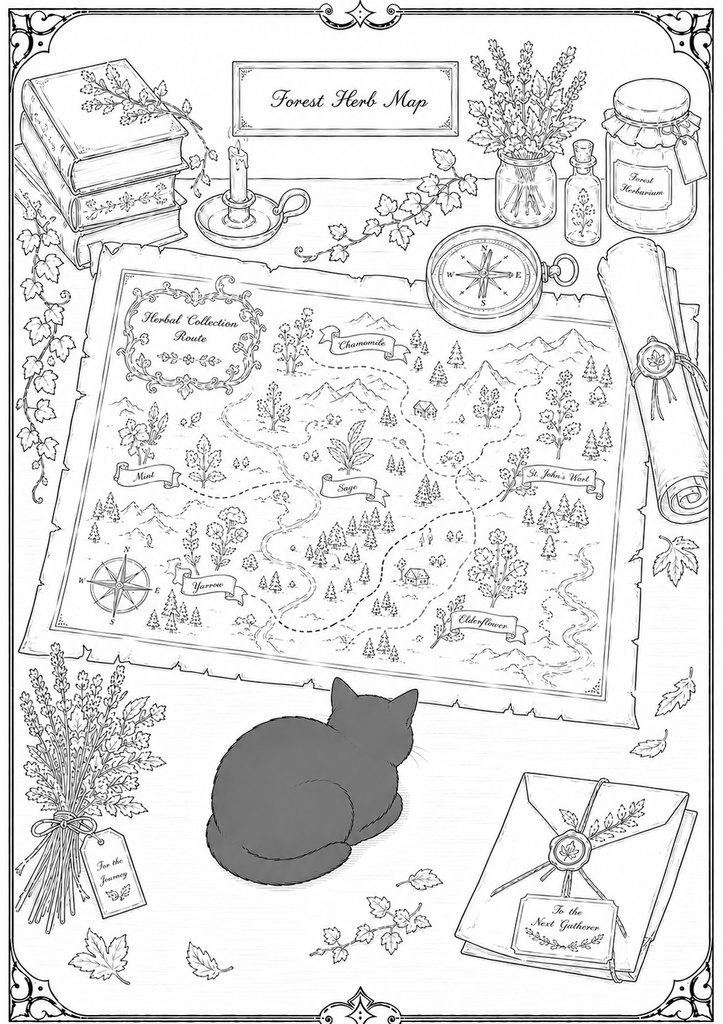 深夜図書館の黒猫たち Vol.8【大人の塗り絵PDF】