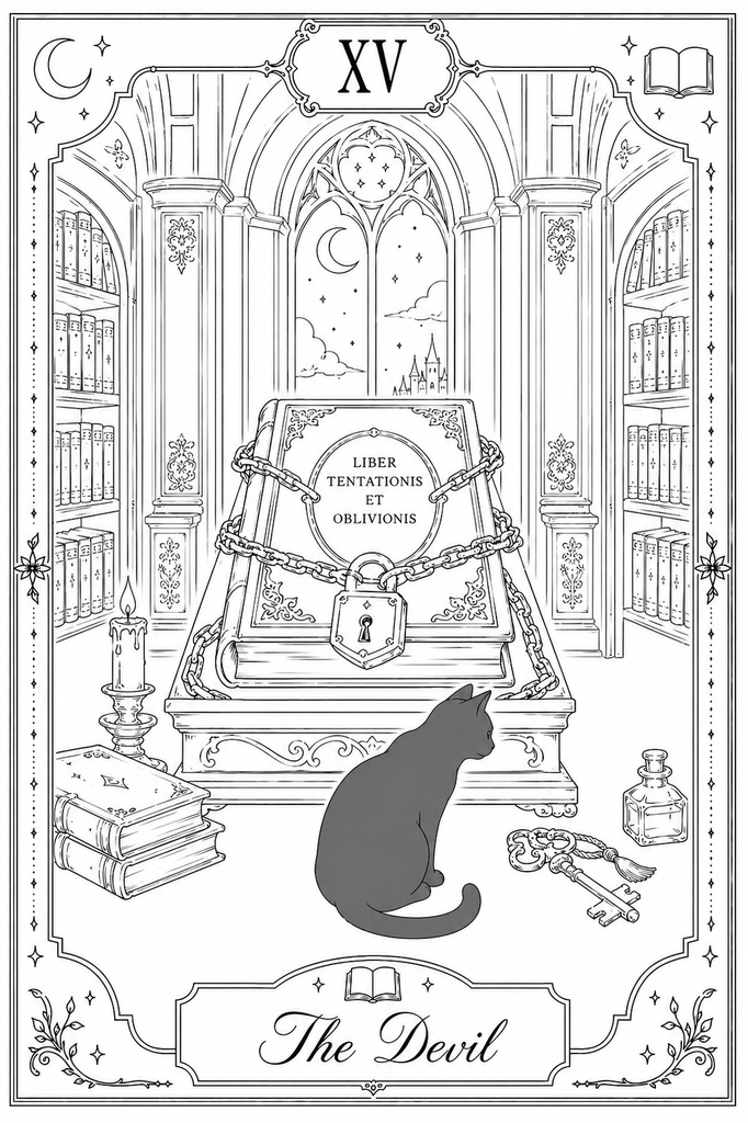 深夜図書館の黒猫たち Vol.10【大人の塗り絵PDF】