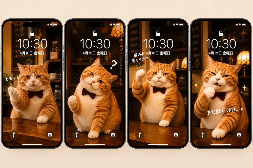 まるちゃんの接客シリーズ - スマホ壁紙4枚セット
