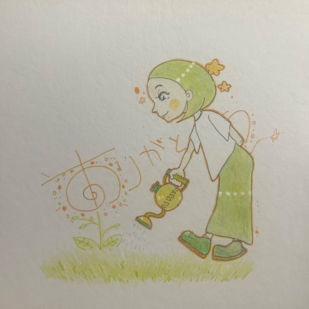 ありがとうフラワーに水撒き