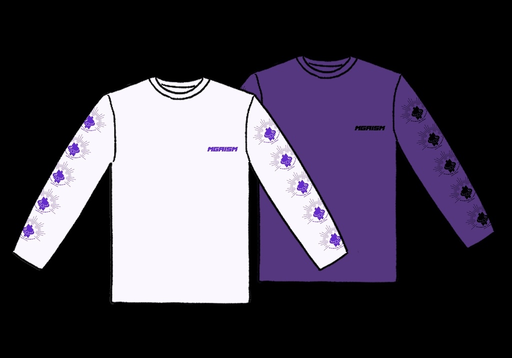 ロングTシャツ(ホワイト/パープル)【Mサイズ以外受注生産】
