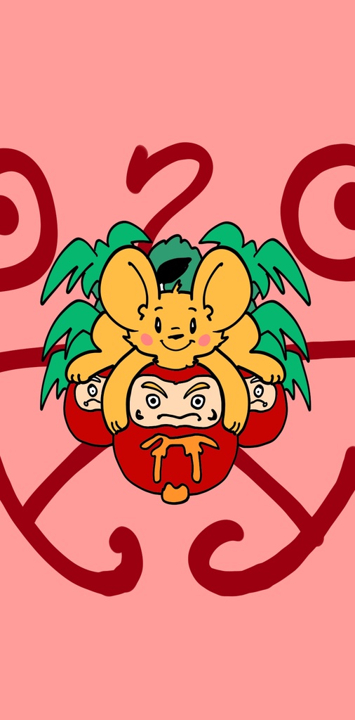 ちいさな獅子とだるま iPhoneケース