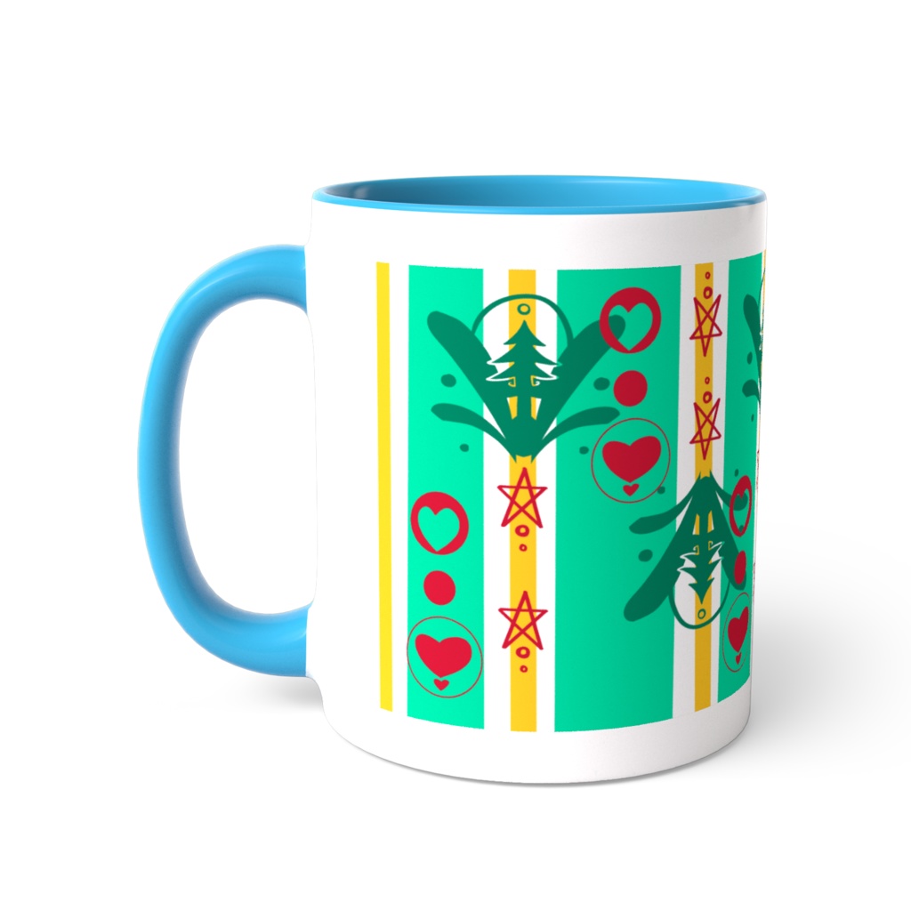 🎄クリスマスオアシスツリー ツートンマグカップ☕️ポップ&レトロなホリデーデザイン