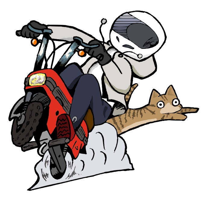 猫とミニバイク アクリルキーホルダー(カラバリ2種)