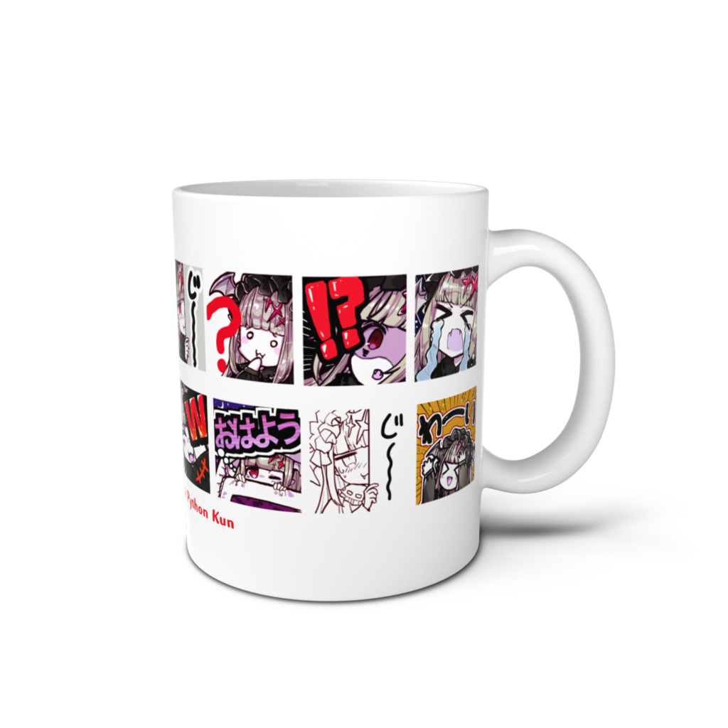 おもしろスタンプ羅列マグカップ白【Vtuberよどり２周年記念グッズ】　