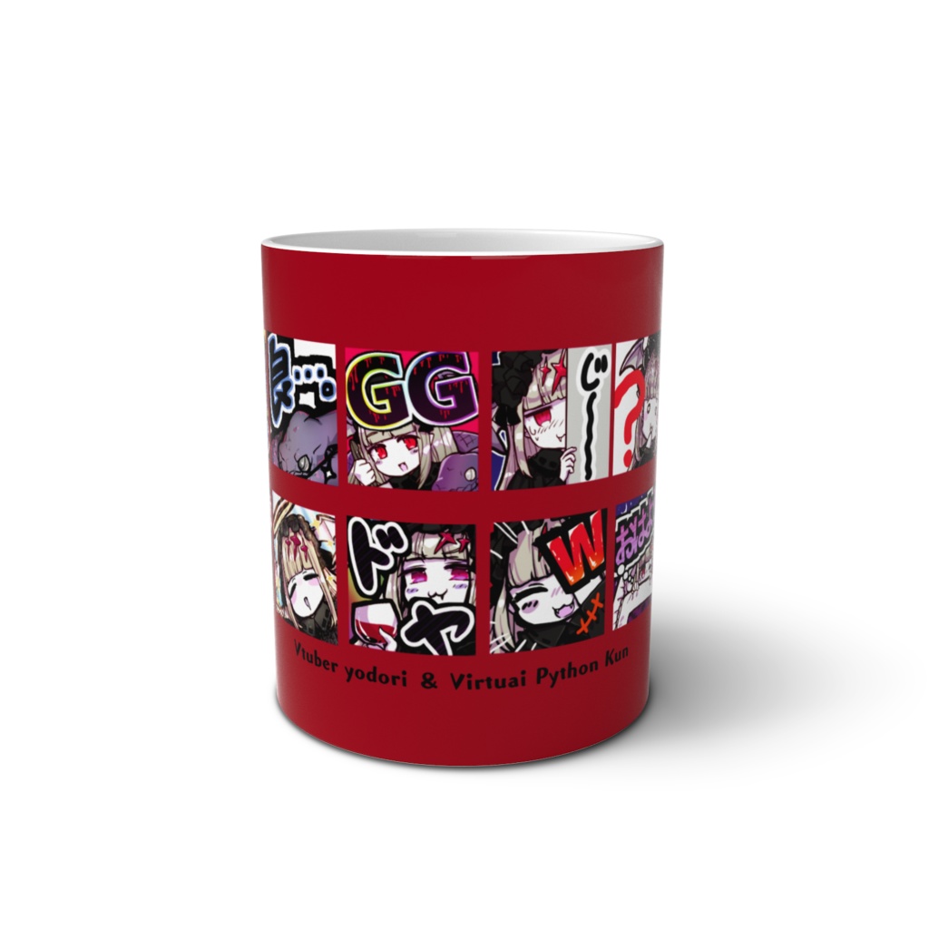 おもしろスタンプ羅列マグカップ赤【よどり2周年記念グッズ】