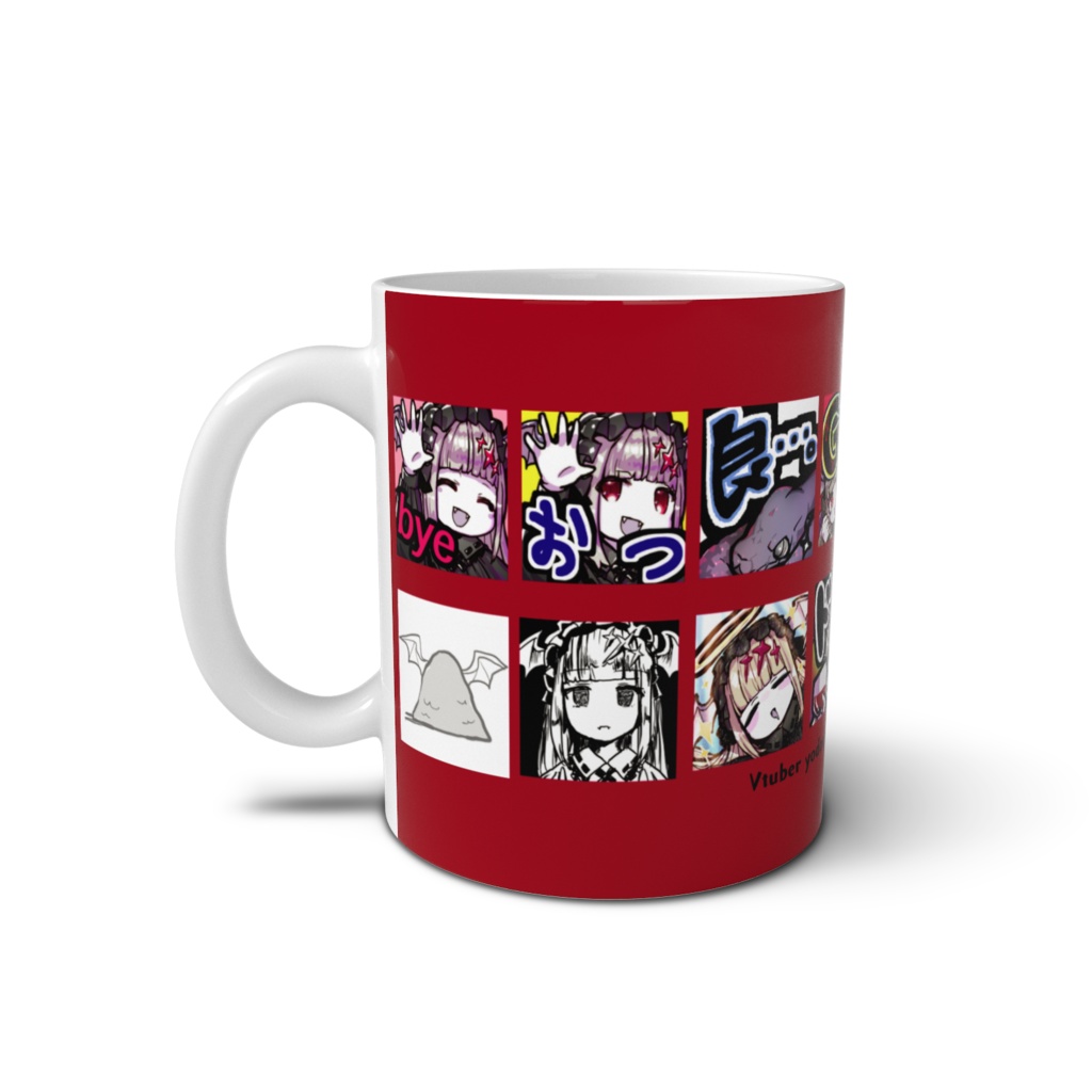 おもしろスタンプ羅列マグカップ赤【よどり2周年記念グッズ】