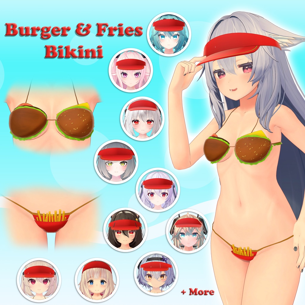 Burger & Fries Bikini ハンバーガー ビキニ (VRChat avatar attachment)