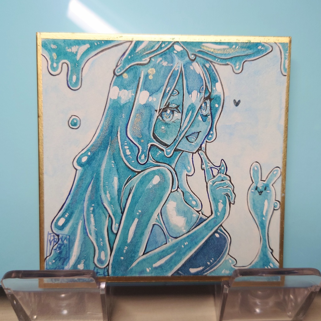 【一点物色紙】豆色紙-錆浅葱バニースライム娘-