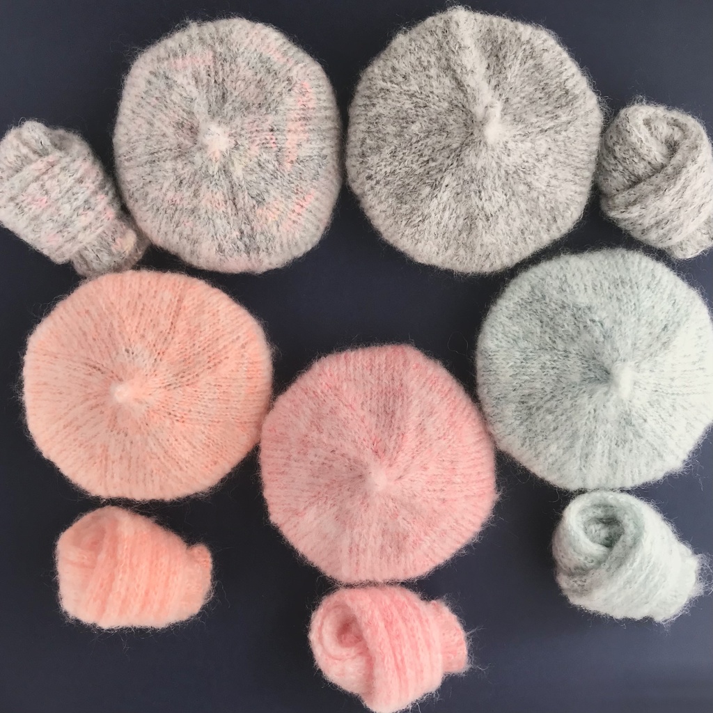 16cmぬい用ニットベレー帽&リブマフラーセット(送料込)