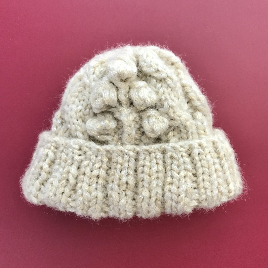 16cmぬい用アラン模様のニット帽(送料込)