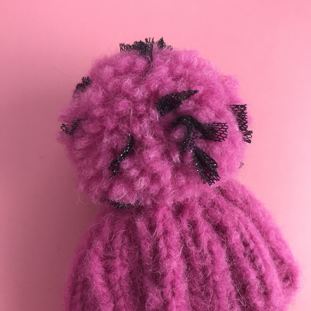 10cmぬい用ラメチュールポンポンのチャンキーニット帽(送料込)