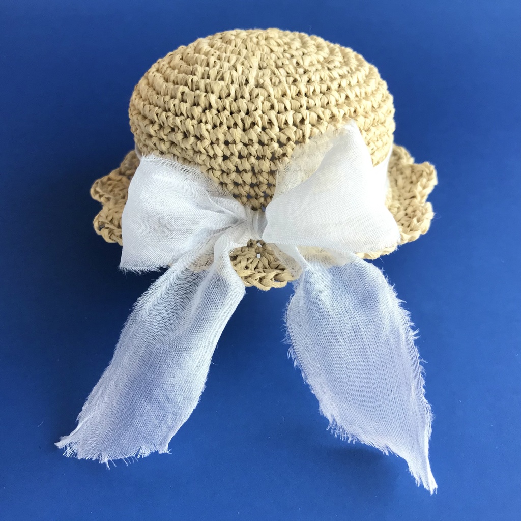 10cmぬい用花びらブリムのラフィア帽子(送料込)