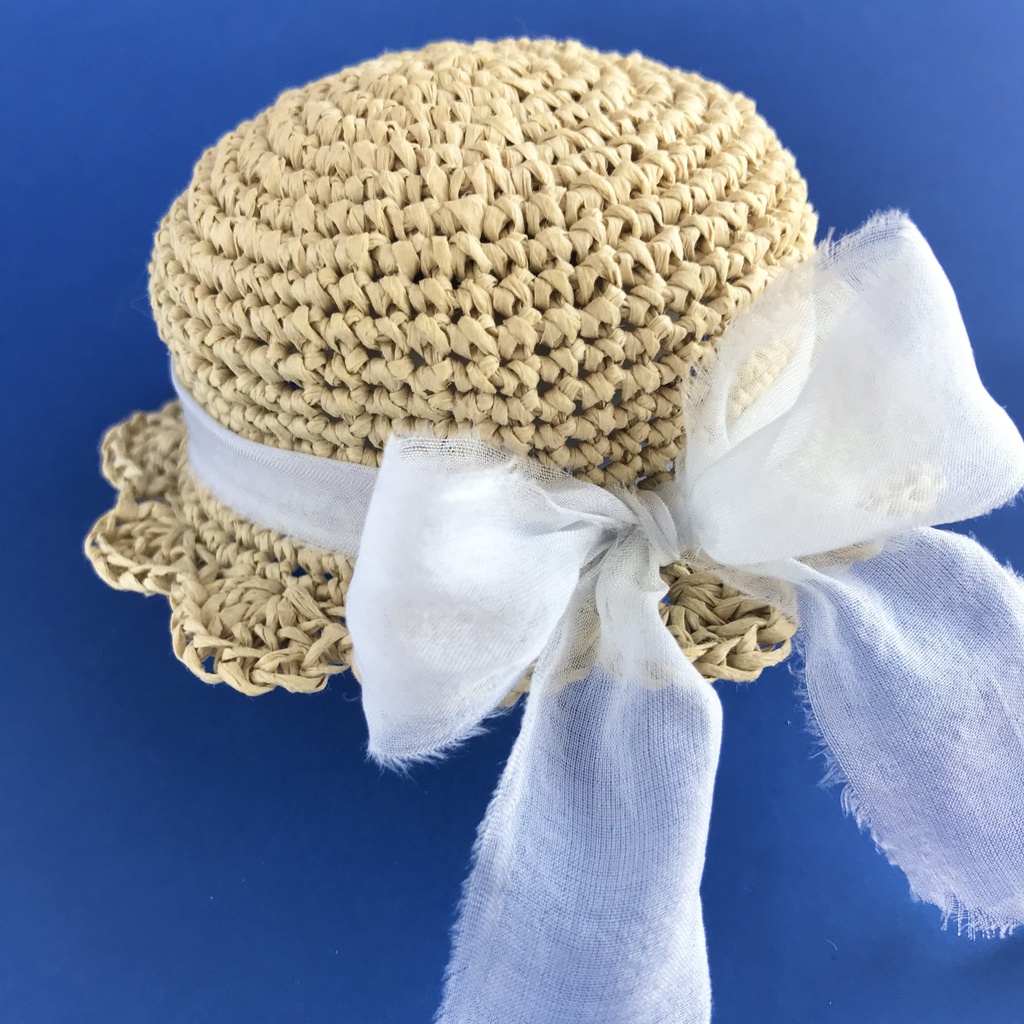 10cmぬい用花びらブリムのラフィア帽子(送料込)