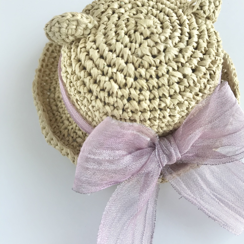 10cmぬい用ラフィアのくまみみ帽子(送料込)