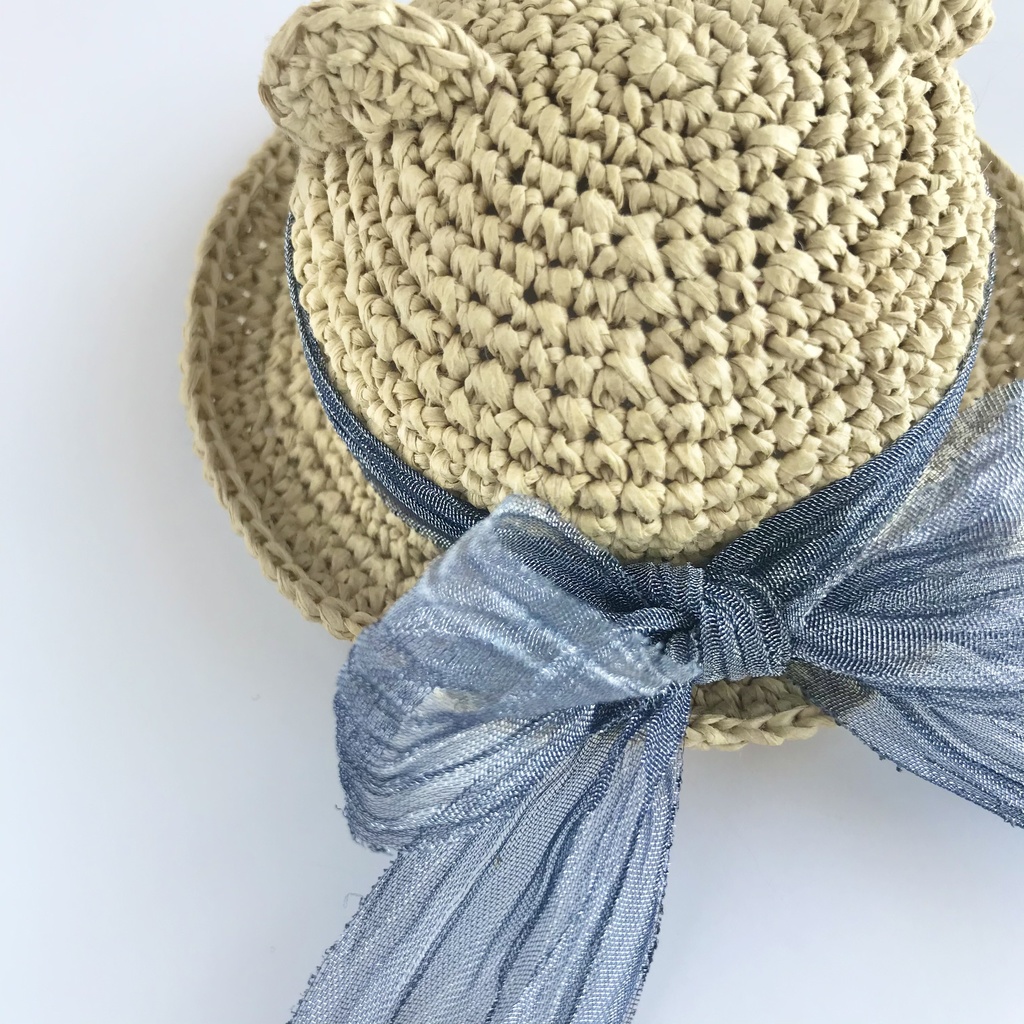 10cmぬい用ラフィアのくまみみ帽子(送料込)