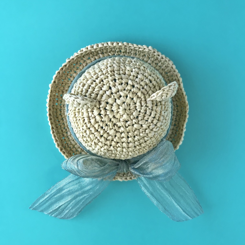 10cmぬい用ラフィアのくまみみ帽子(送料込)