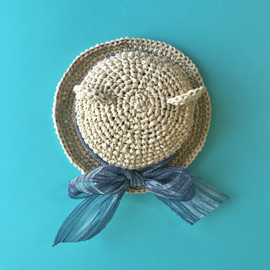 10cmぬい用ラフィアのくまみみ帽子(送料込)