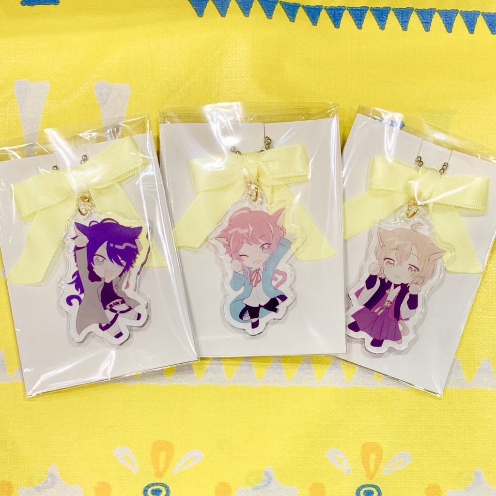 ねこみみポッセ リボンアクリルキーホルダー