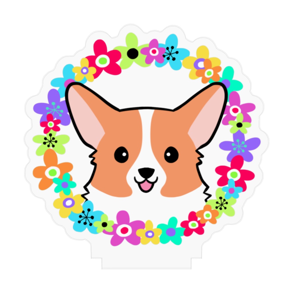 コーギーアクリルフィギュア フラワーリース